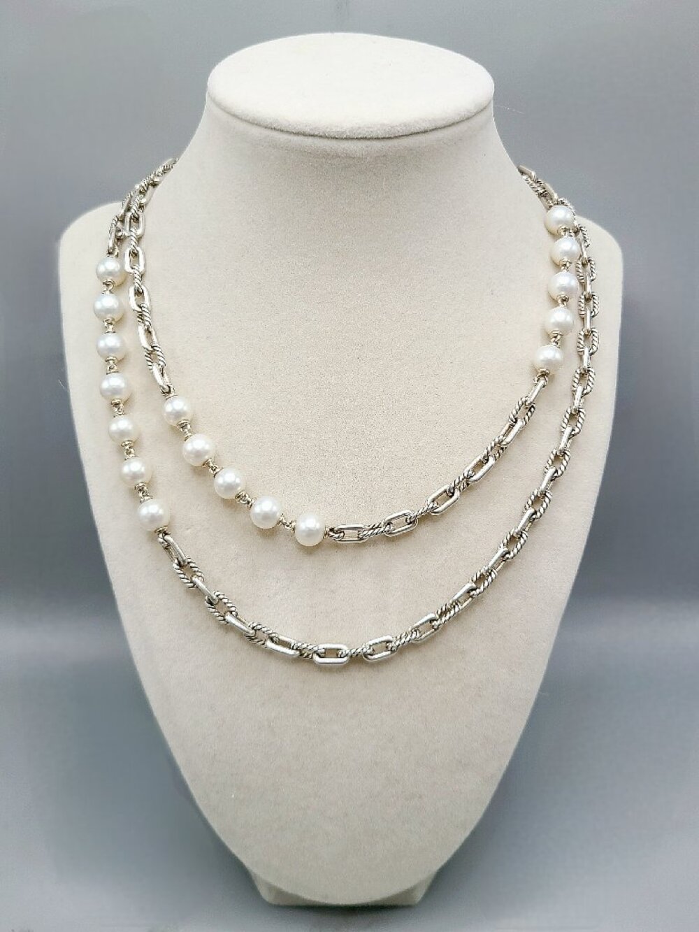 David Yurman Madison Chain Necklace w/ Pearls - 36" - RARE - Picture 1 of 15
